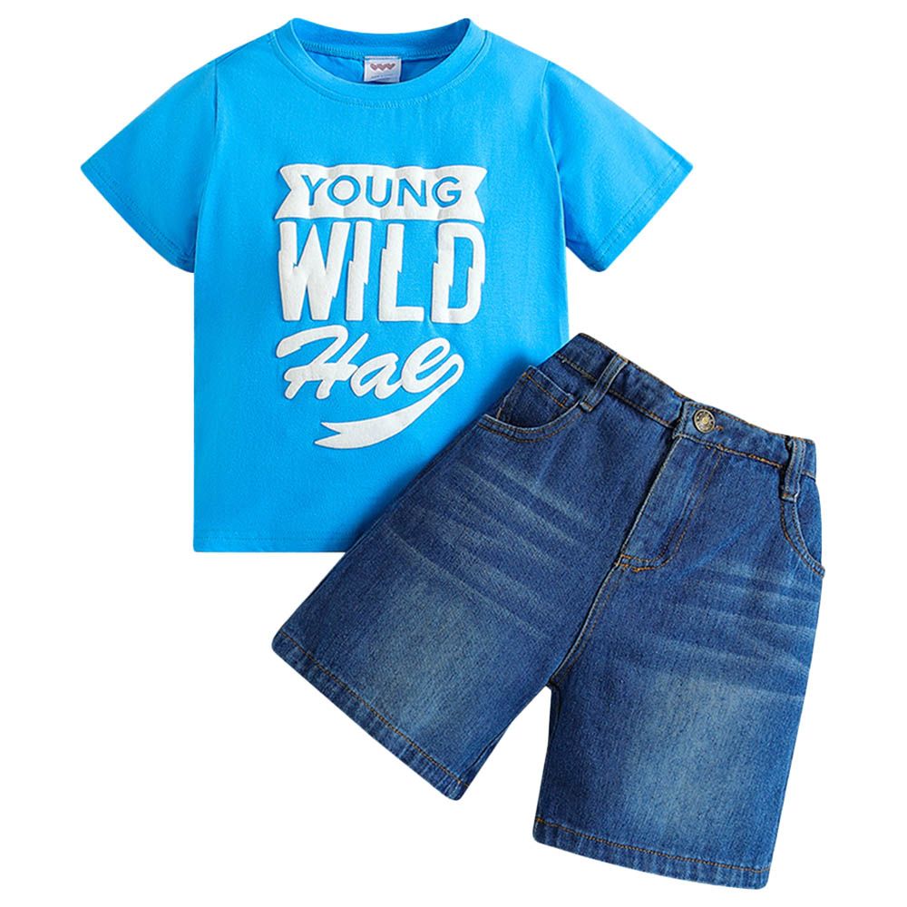 Sugar Rush - 2pc-Set - Boys T-Shirt & Denim Shorts - Blue