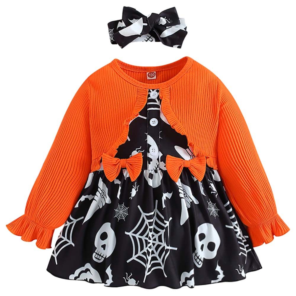 Sugar Rush - Halloween Regular Full Sleeves Dress - Orange