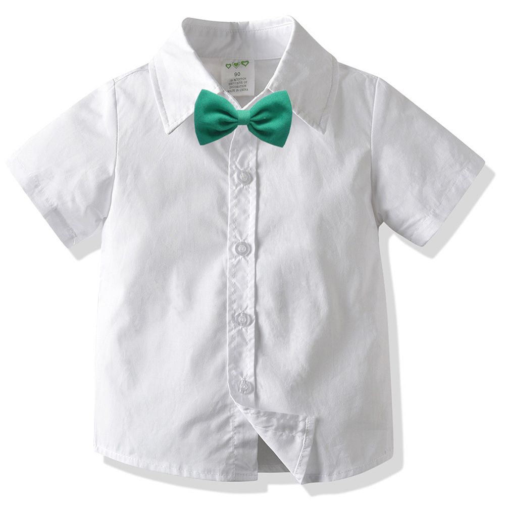 Sugar Rush - Plain Bow Short Sleeves Shirt - White