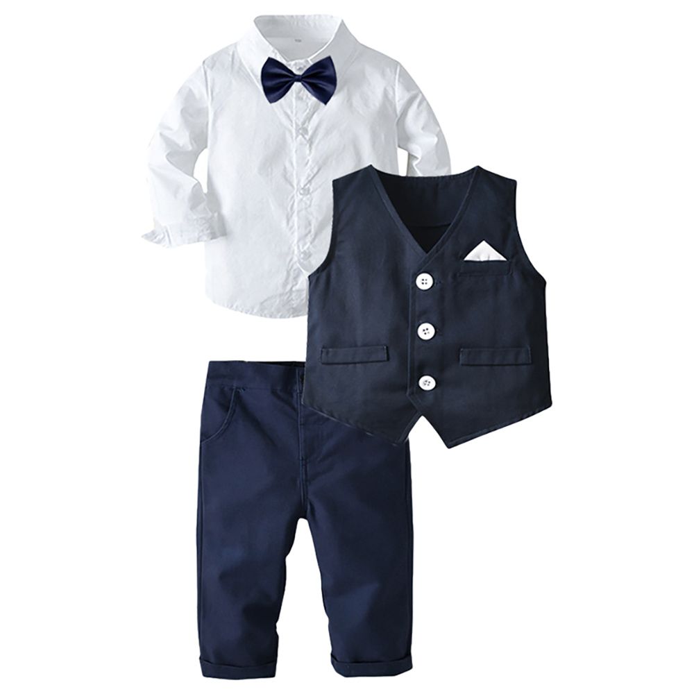 Sugar Rush - 3pc-Set - Boys Solid Shirt, Waistcoat & Pants