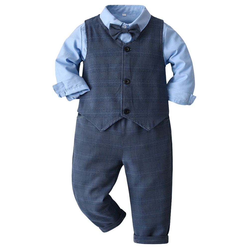 Sugar Rush - 3pc-Set - Solid Shirt, Waistcoat & Pants - Blue