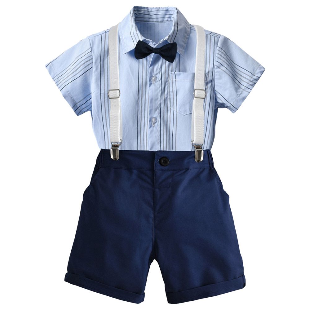 Sugar Rush - 2pc-Set - Striped Shirt & Shorts - Light Blue