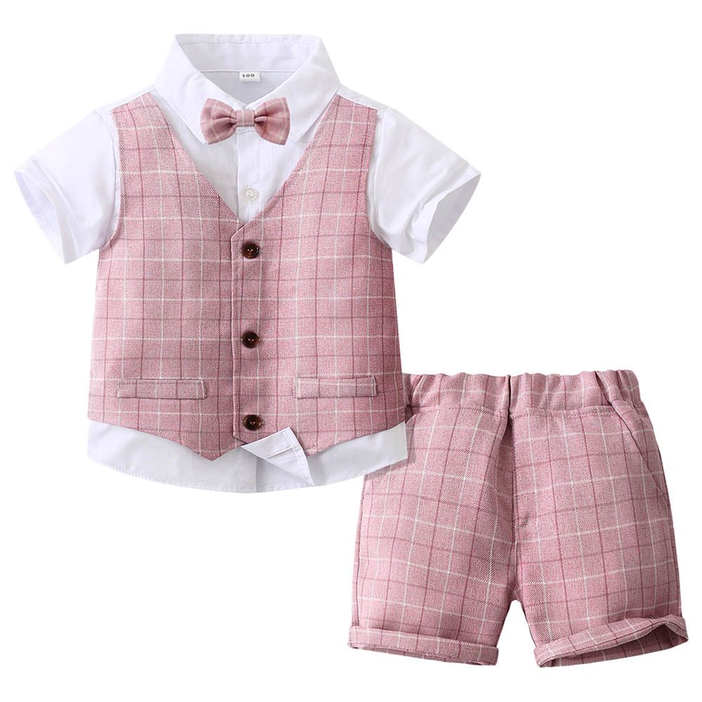 Sugar Rush - 2pc-Set - Checked Classic Shirt & Shorts - Pink