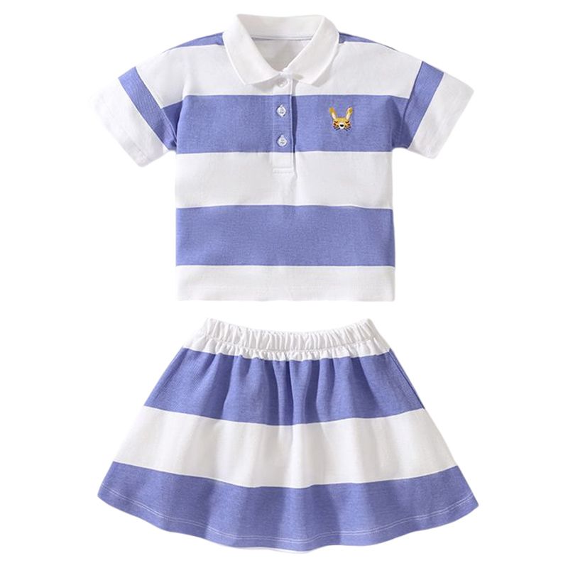 Sugar Rush - 2pc-Set - Striped Polo T-Shirt & Skirt