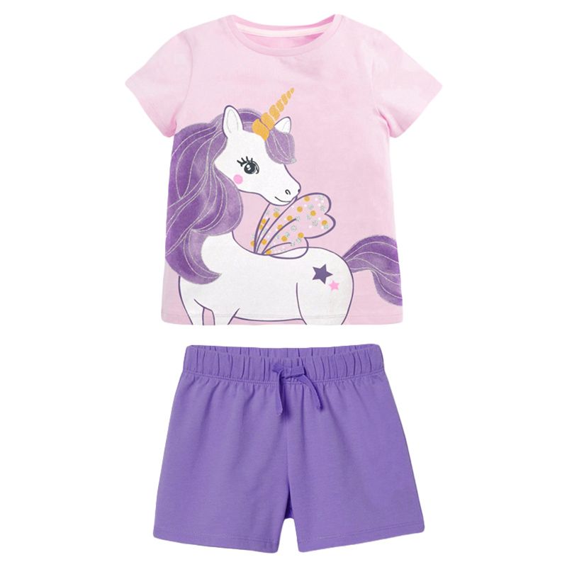 Sugar Rush - 2pc-Set - Unicorn T-Shirt & Shorts - Purple