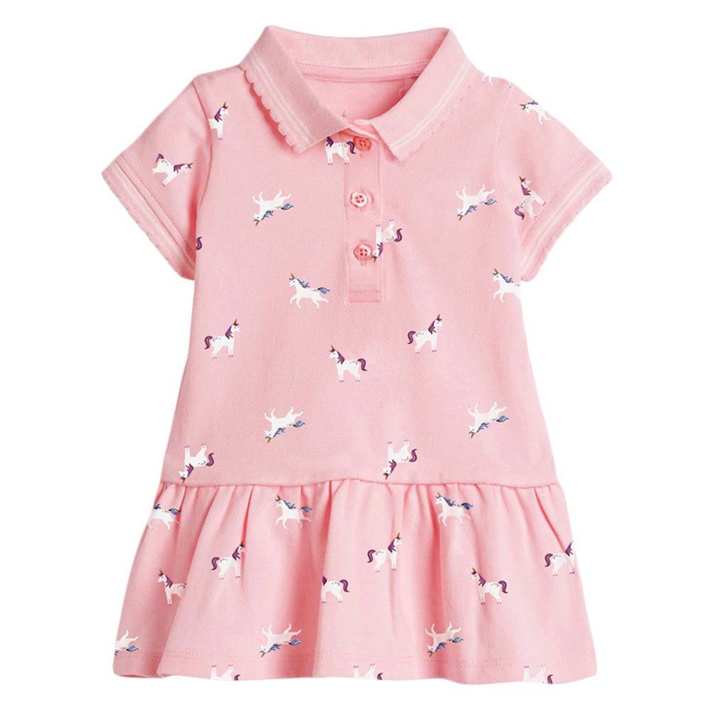 Sugar Rush - Unicorn Print Short Sleeves Dress - Pink