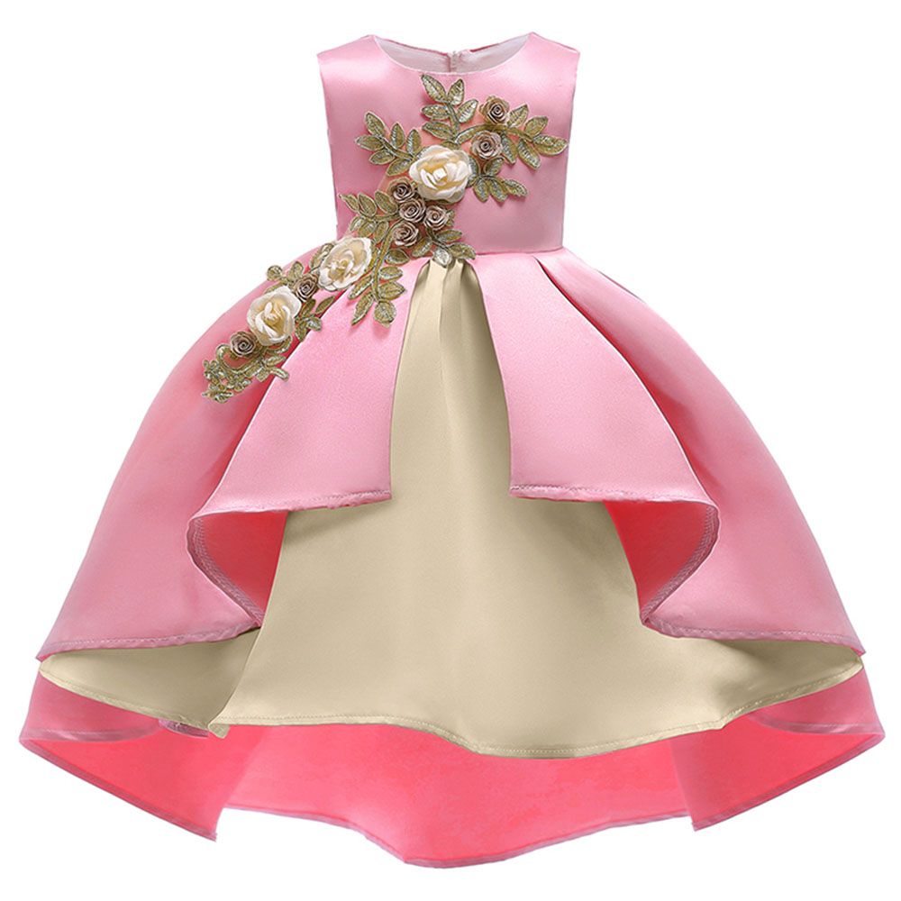 Sugar Rush - Flower Applique Party Dress - Pink