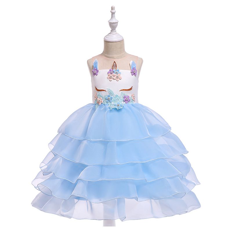 Super Cute - Unicorn Sleeveless Party Dress - Blue