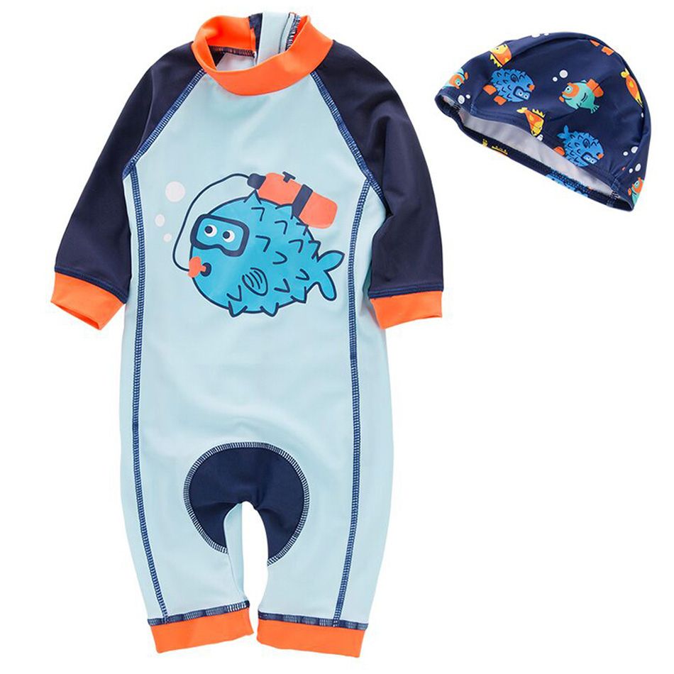 Sugar Rush - Fish Print 1-pc Wetsuit + Swimcap