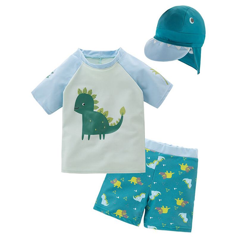 Sugar Rush - Dinosaur-Print 2-pc Swimsuit + Swimcap-5-6y_18m-6y