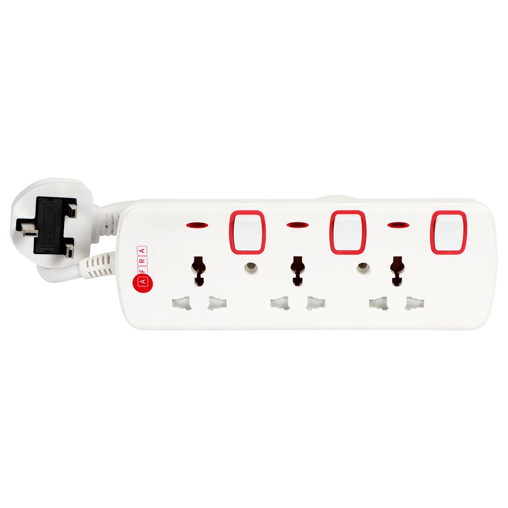 AFRA - Universal Extension Cord W/ 3 Sockets & Cable 5 Meter