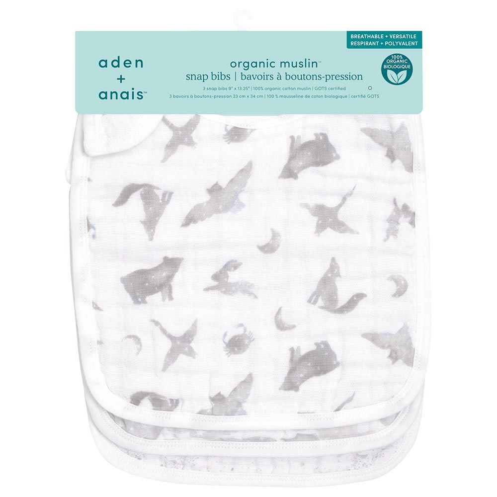 Aden + Anais - Organic Cotton Snap Bib - Pack of 3 - Map The Stars