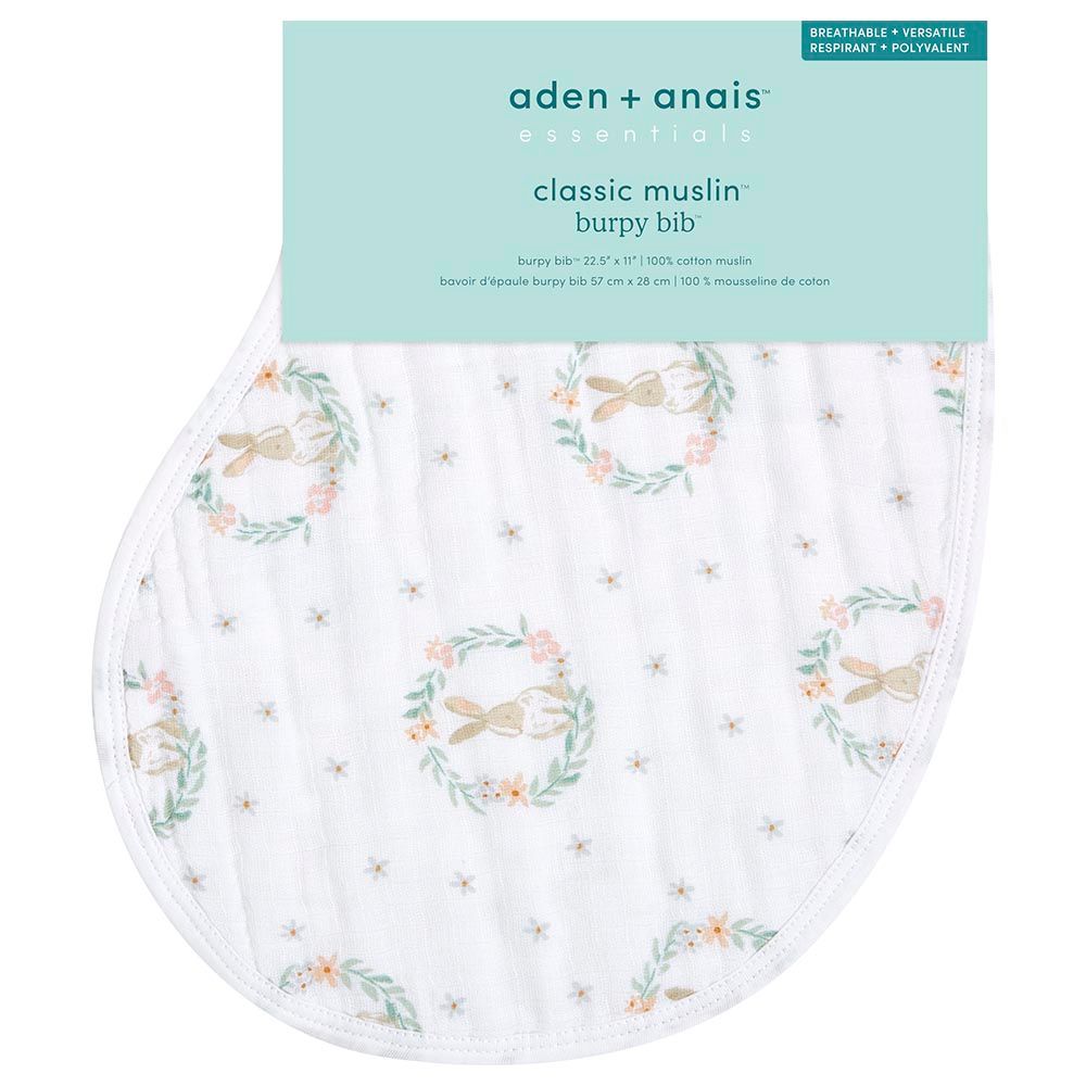 Aden + Anais - Essentials Muslin Baby Burpy Bib - Blushing Bunnies