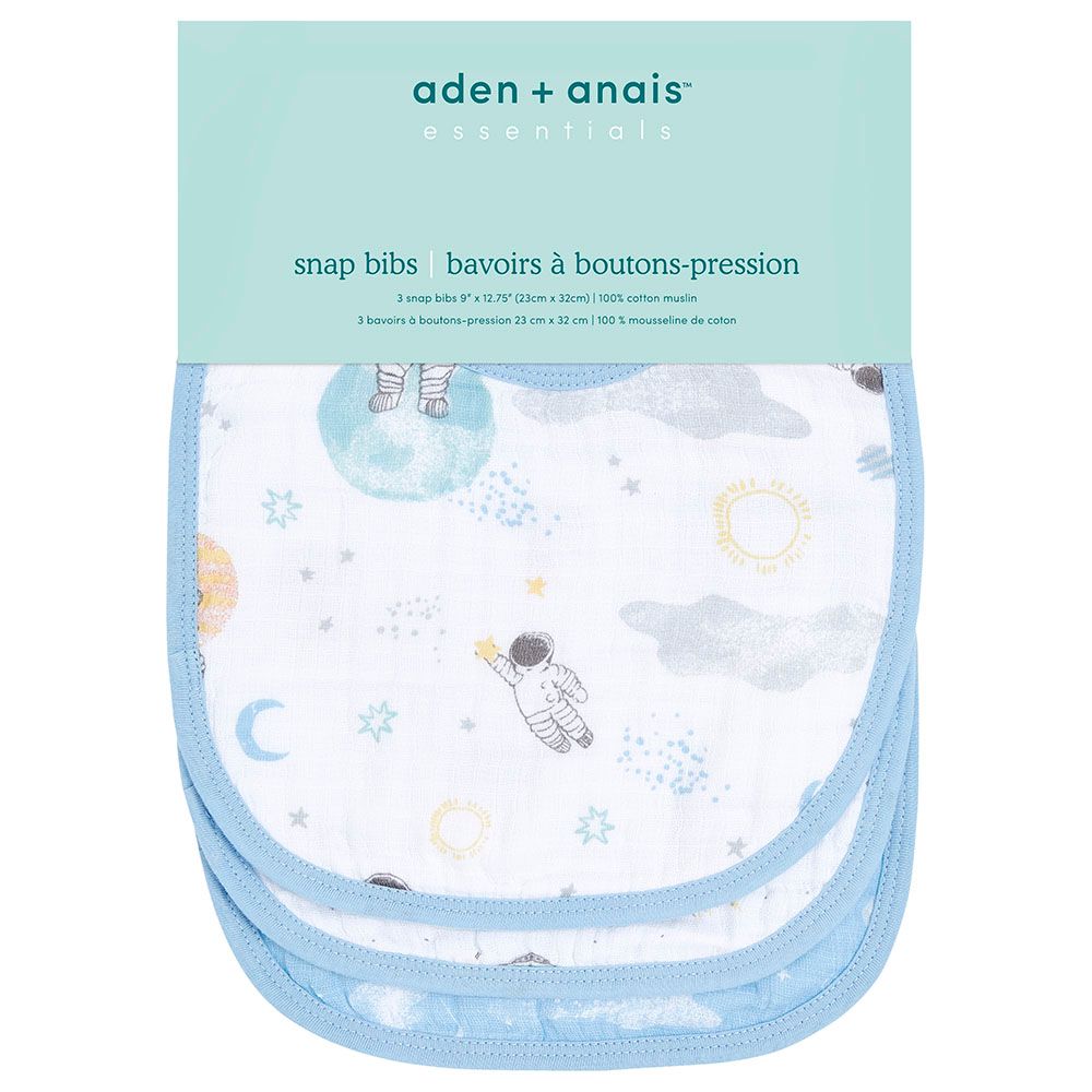 Aden + Anais - Muslin Baby Snap Bib - Pack of 3 - Space Explorers 