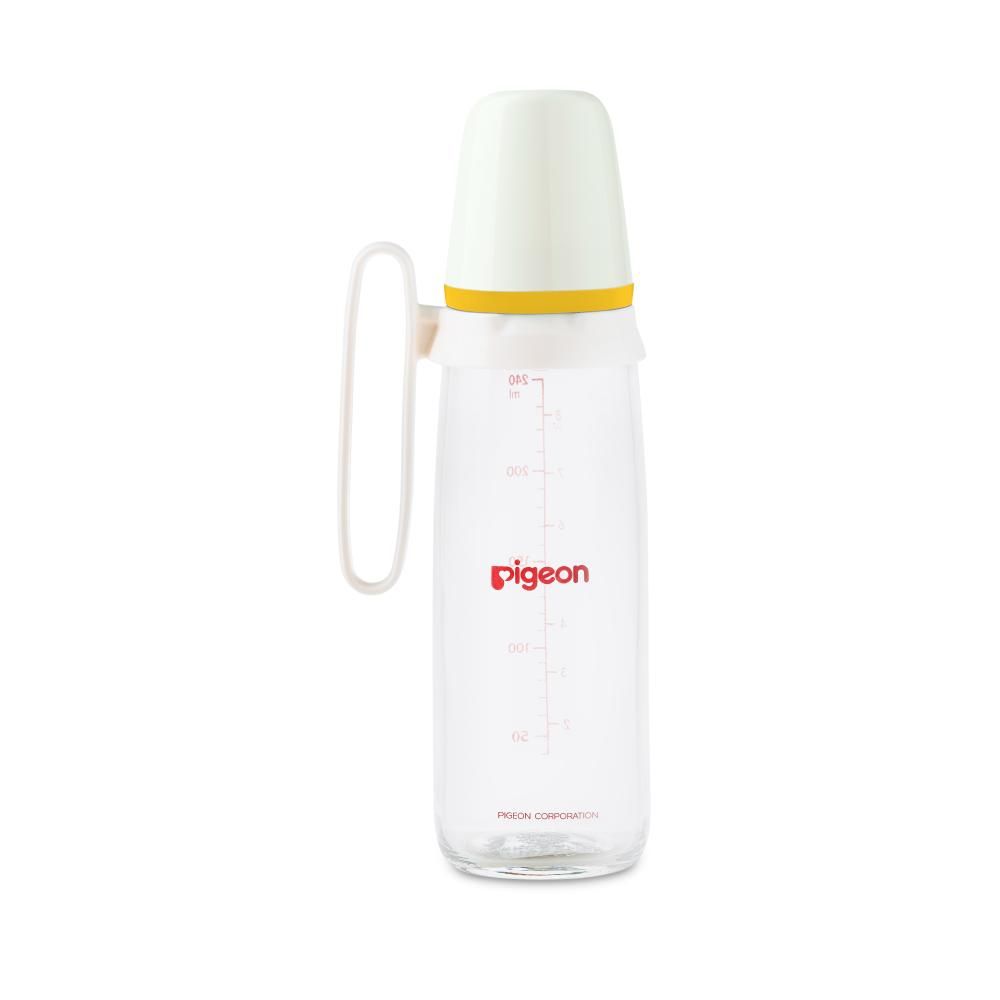 Pigeon - Glass Feeding Bottle With Handle 240ml - Yellow