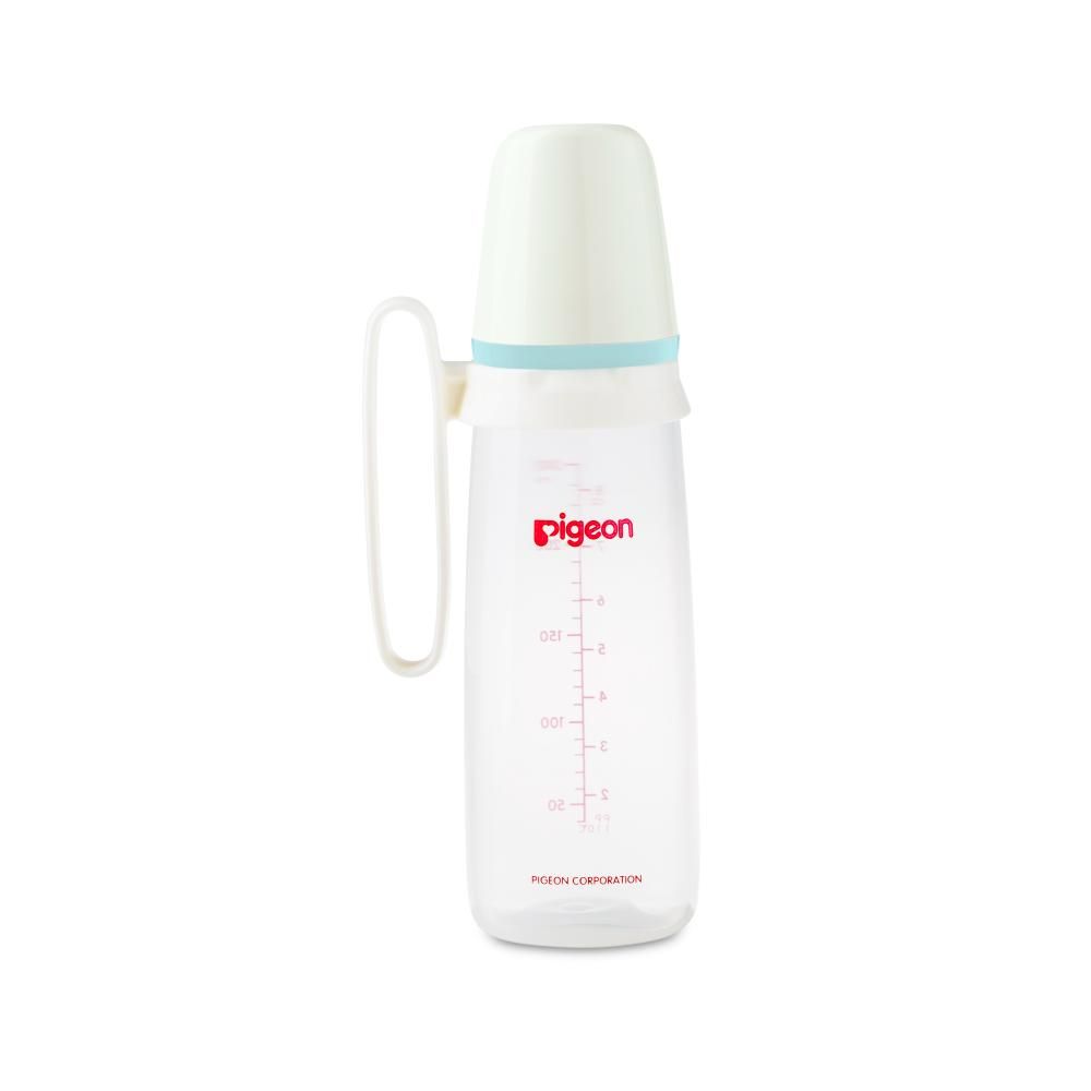 Pigeon - Plastic Feeding Bottle With Handle 240ml - Pale Blue