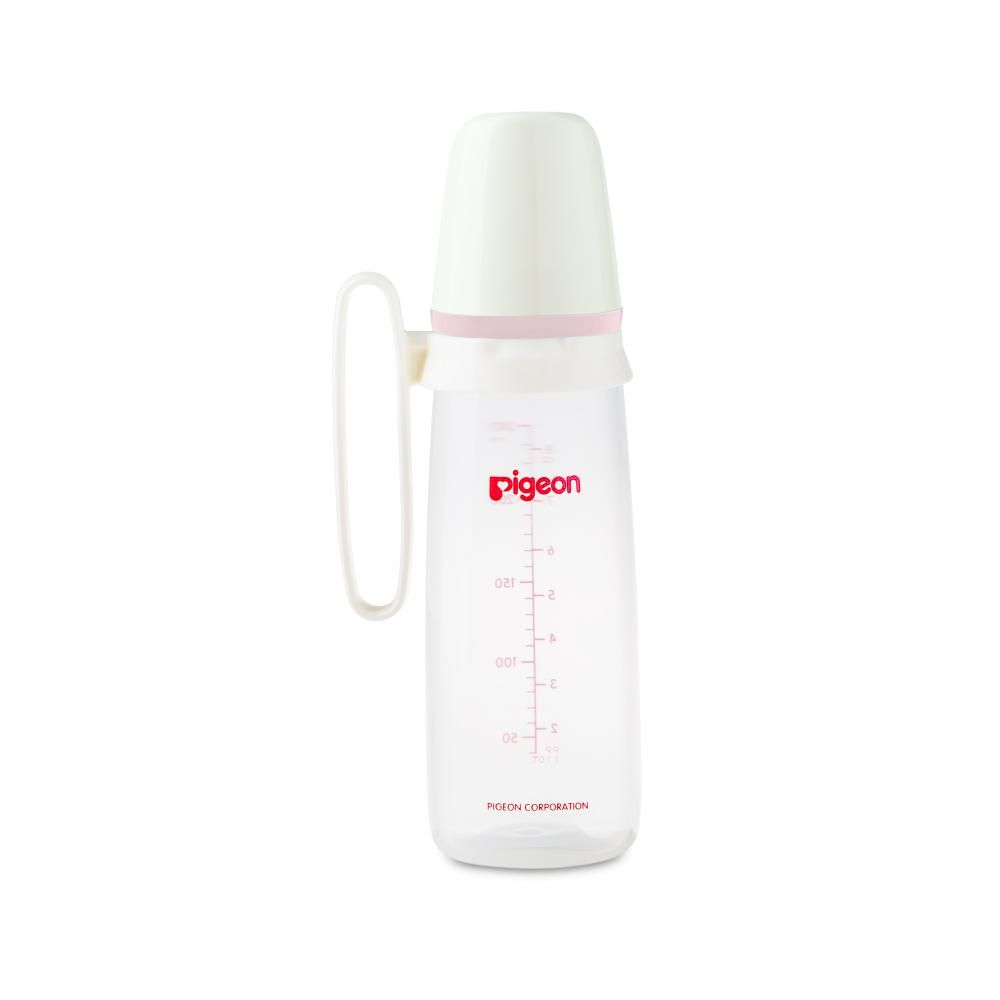 Pigeon - Plastic Feeding Bottle With Handle 240ml - Pink