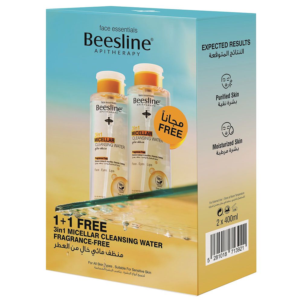 Beesline - 3-in-1 Fragrance Free Micellar Cleansing Water - 400 ml - 2pcs