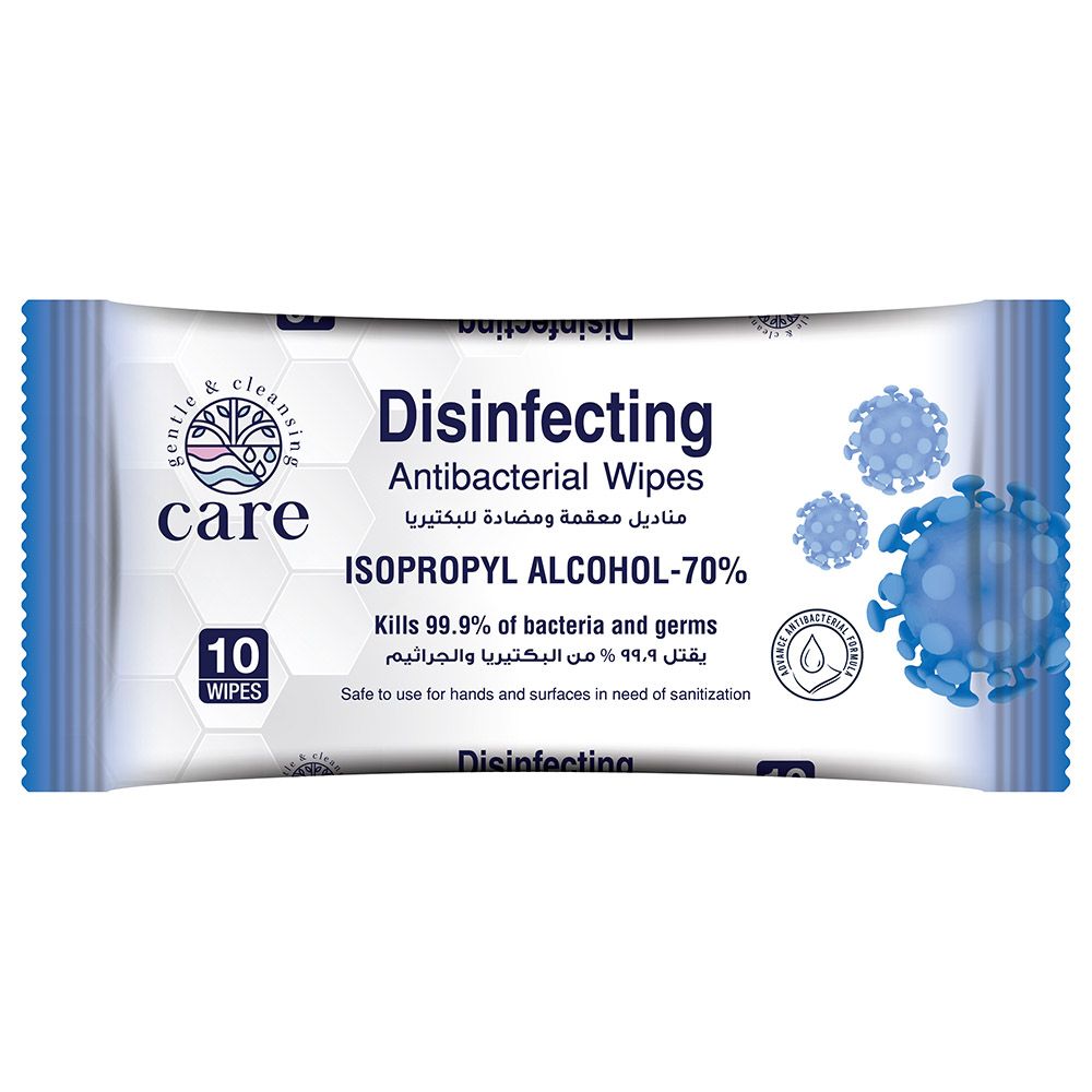 Care Disinfecting/Antibacterial Wipes - 70% IPA (10 Sheets)