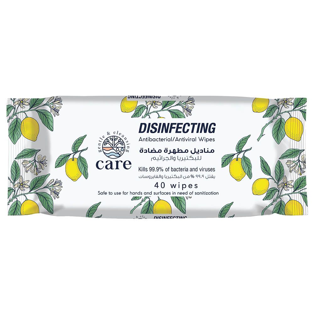 Care Disinfecting/Antibacterial Wipes 100% Natural 40 Sheets