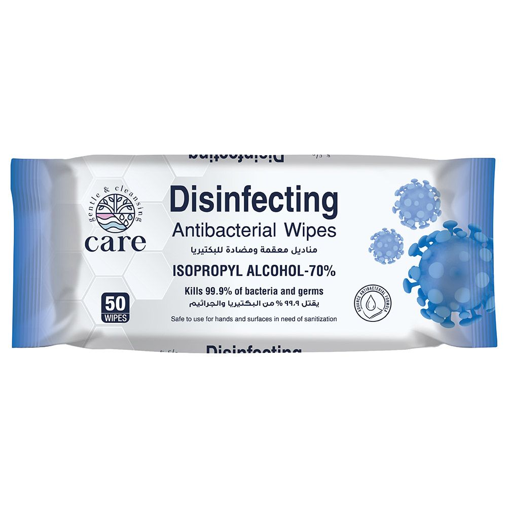 Care Disinfecting/Antibacterial Wipes - 70% IPA (50 Sheets)