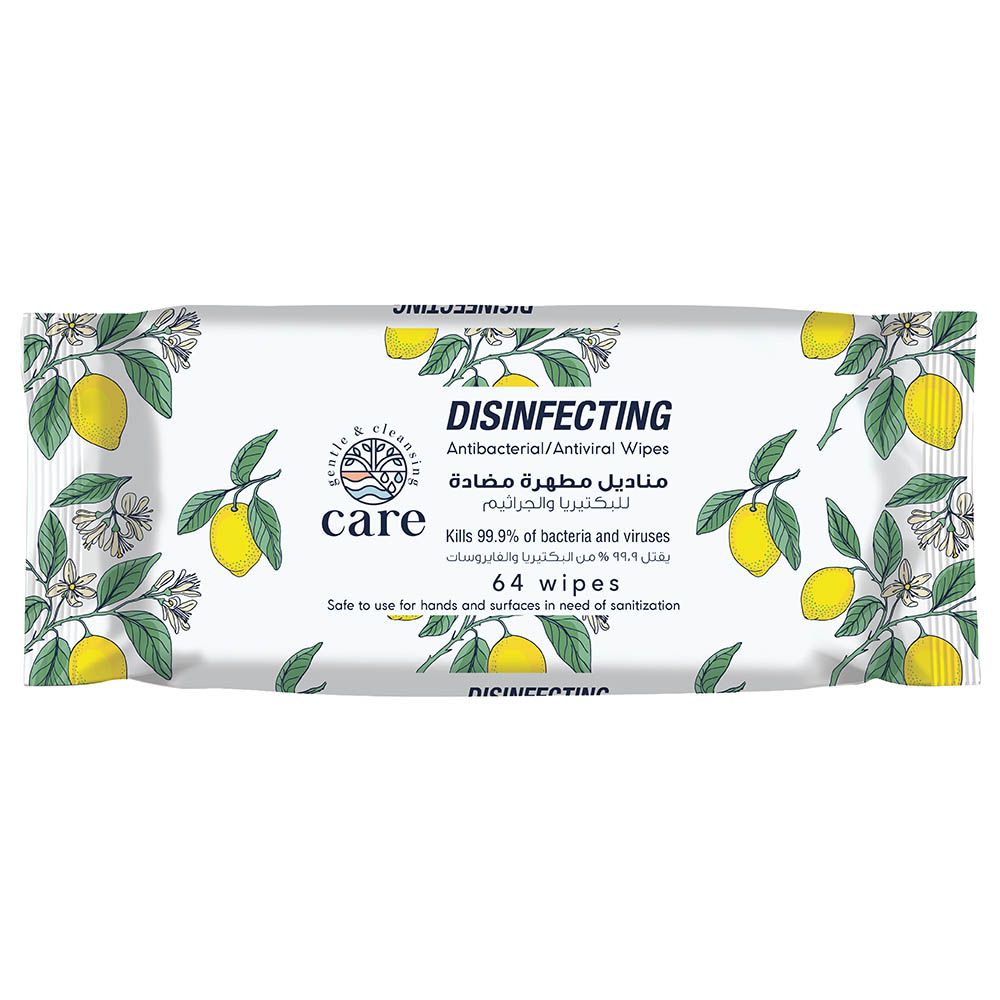 Care Disinfecting/Antibacterial Wipes 100% Natural 64 Sheets