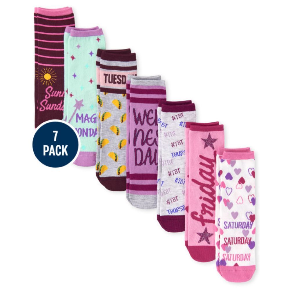 TCP - Girls Days Of The Week Crew Socks Pack of 7