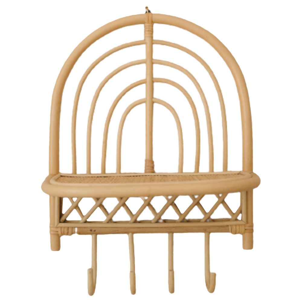 Natura - Rattan Rainbow Shelf With Hooks