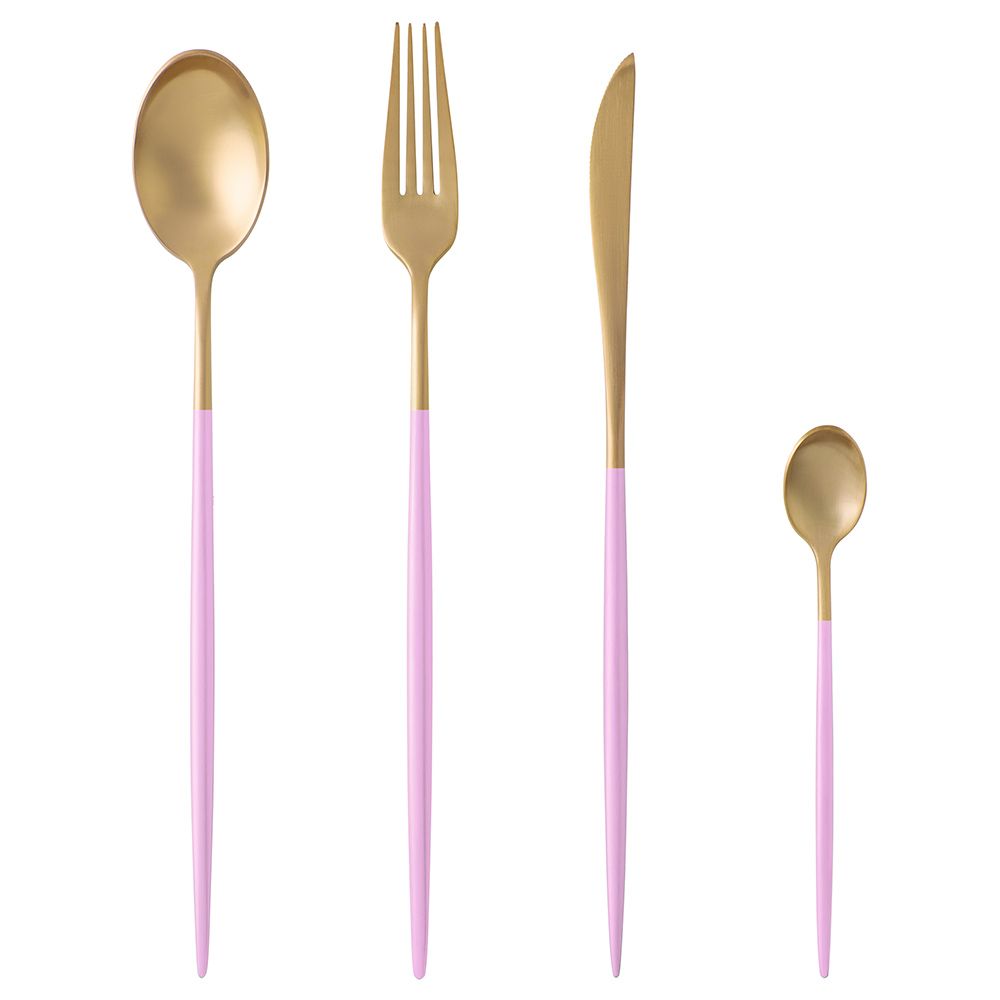 A'ish Home - Peony Pink And Gold Cutlery 16pcs Set