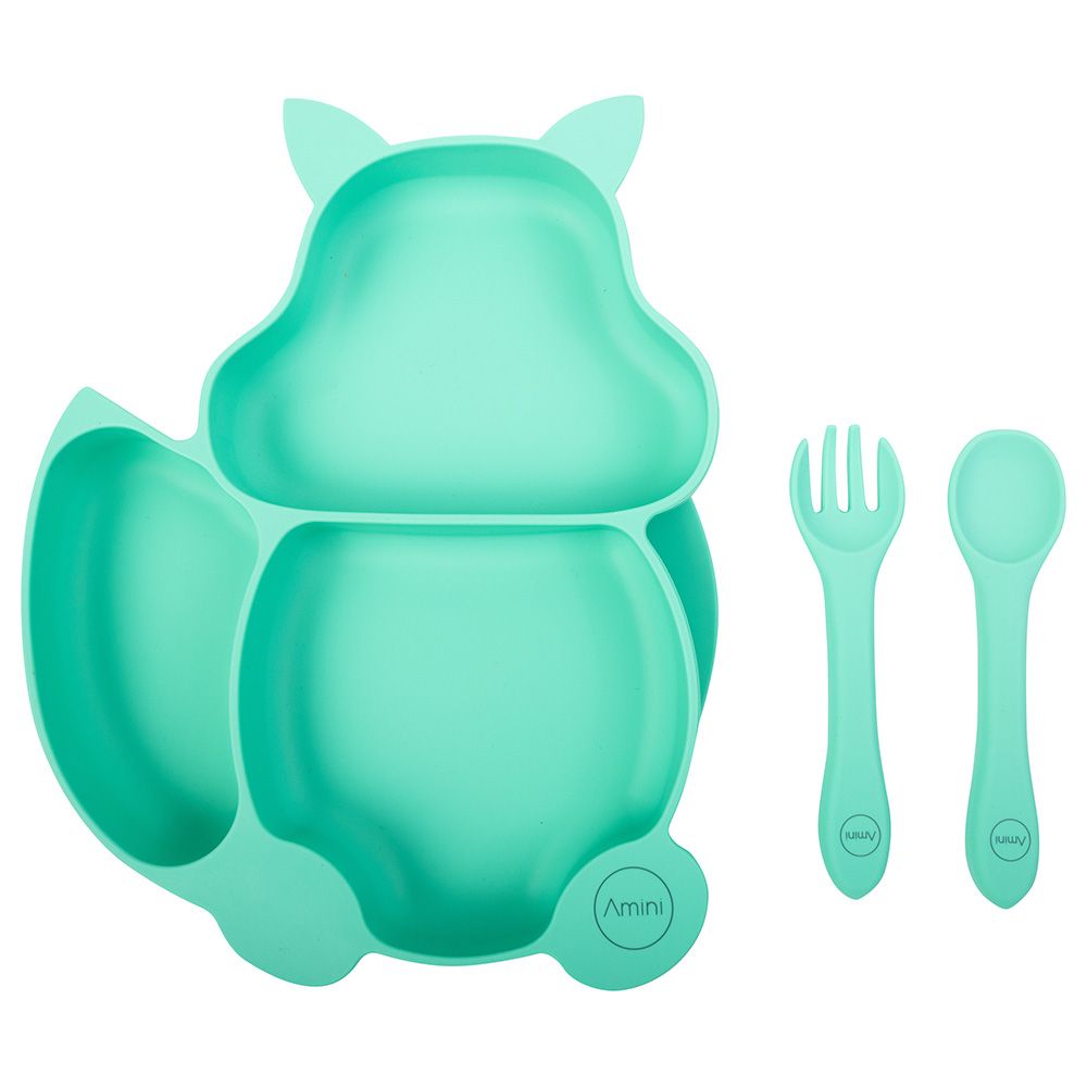 A'ish Home - Kids Amini Squirrel Set & Cutlery Set - Green