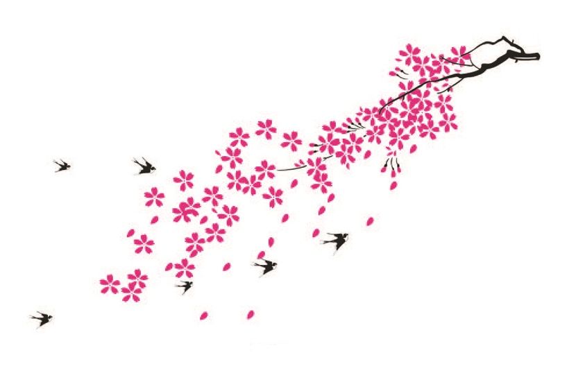 StickieArt - Pink Flower Branch Removable Stickers-Medium