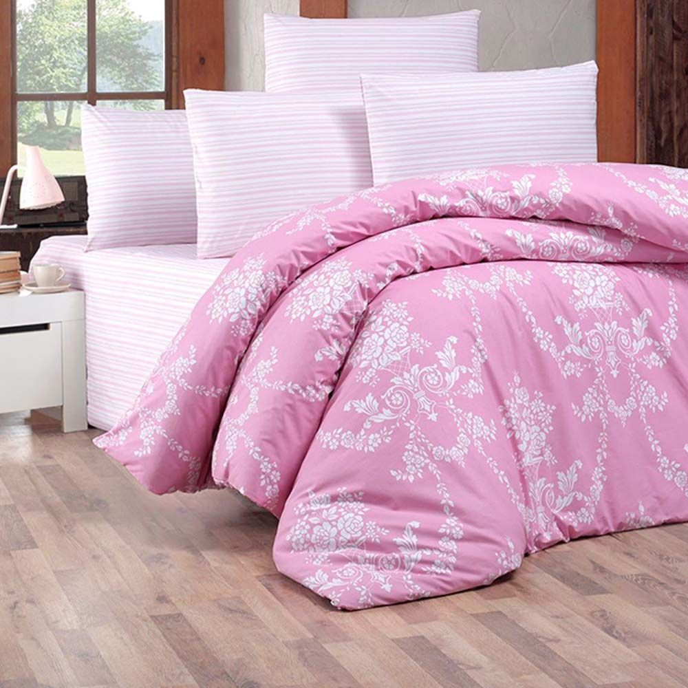 Victoria - Gloria Pink Ranforce Single Quilt Cover Set