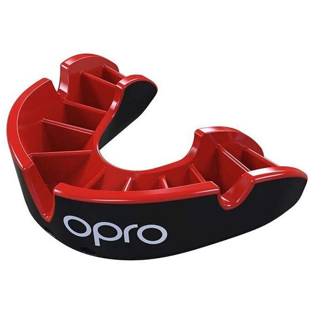 Opro - Self-Fit Silver Adult Mouthguard - Black and Red