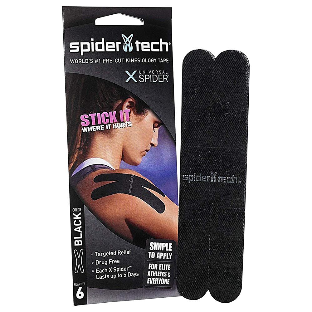 Spidertech Kinesiology Tape UNIVERSAL X Spider - 6pc - Black