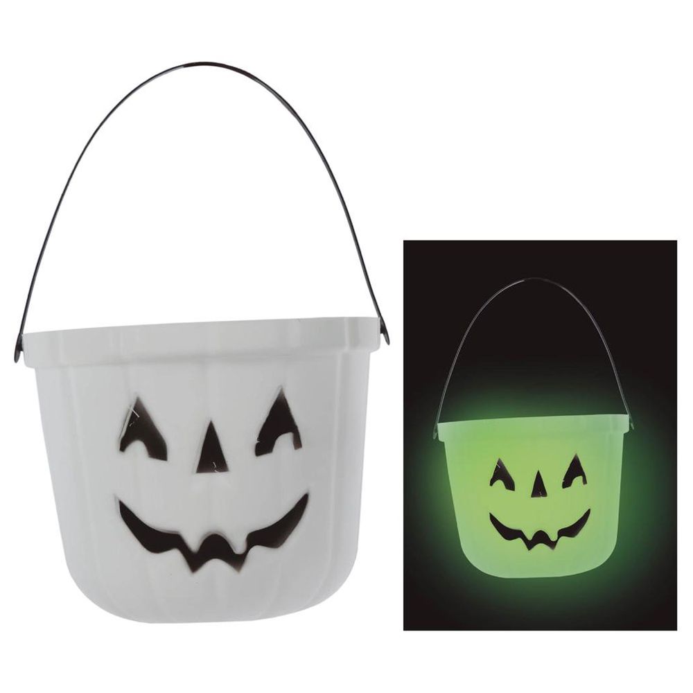 Fiestas Guirca - Glows In The Dark Pumpkin Bucket - White