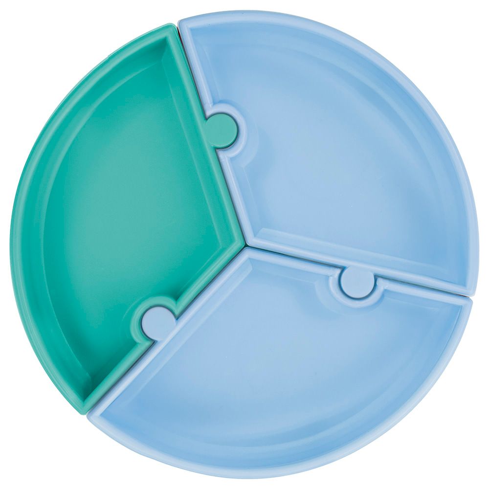 Minikoioi - Silicone Puzzle Plate - Blue/Green