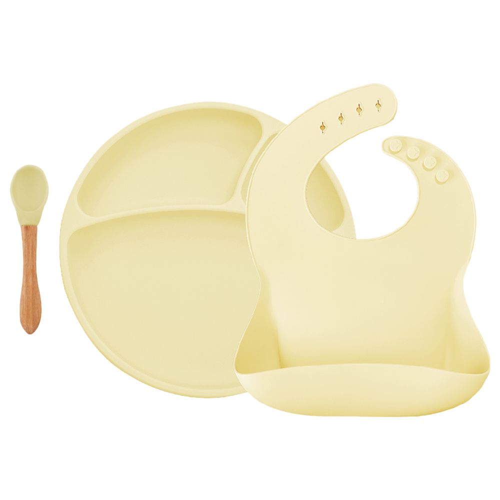 Minikoioi - Silicone Dining Set of 3pcs - Mellow Yellow