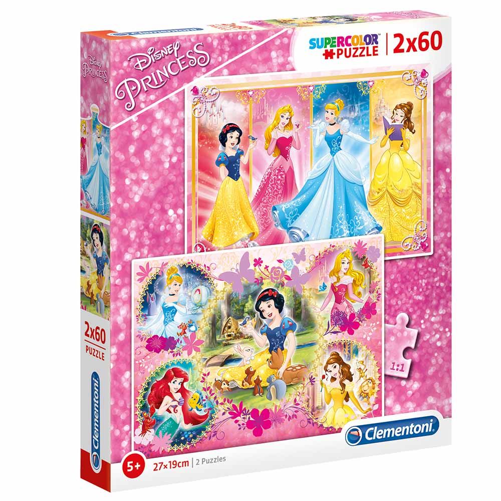 Clementoni - Disney Princess Supercolor Puzzle - 2x60pcs