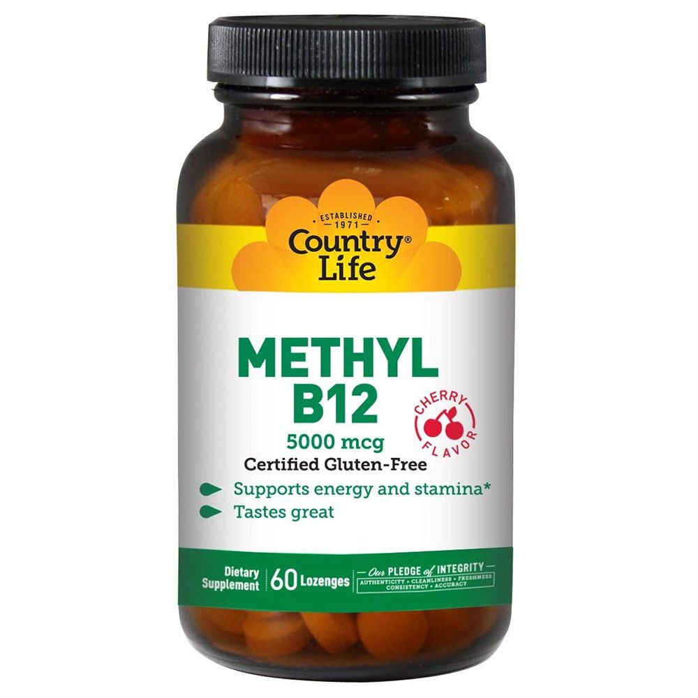 Country Life Methyl B12 5000mg Cherry Flavor Lozenges 60's