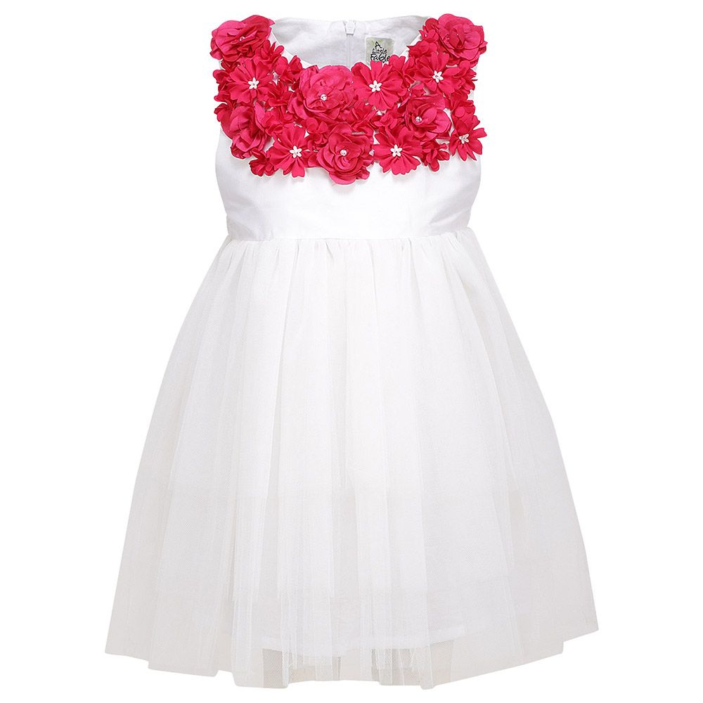 A Little Fable - Garland Rose Dress - White