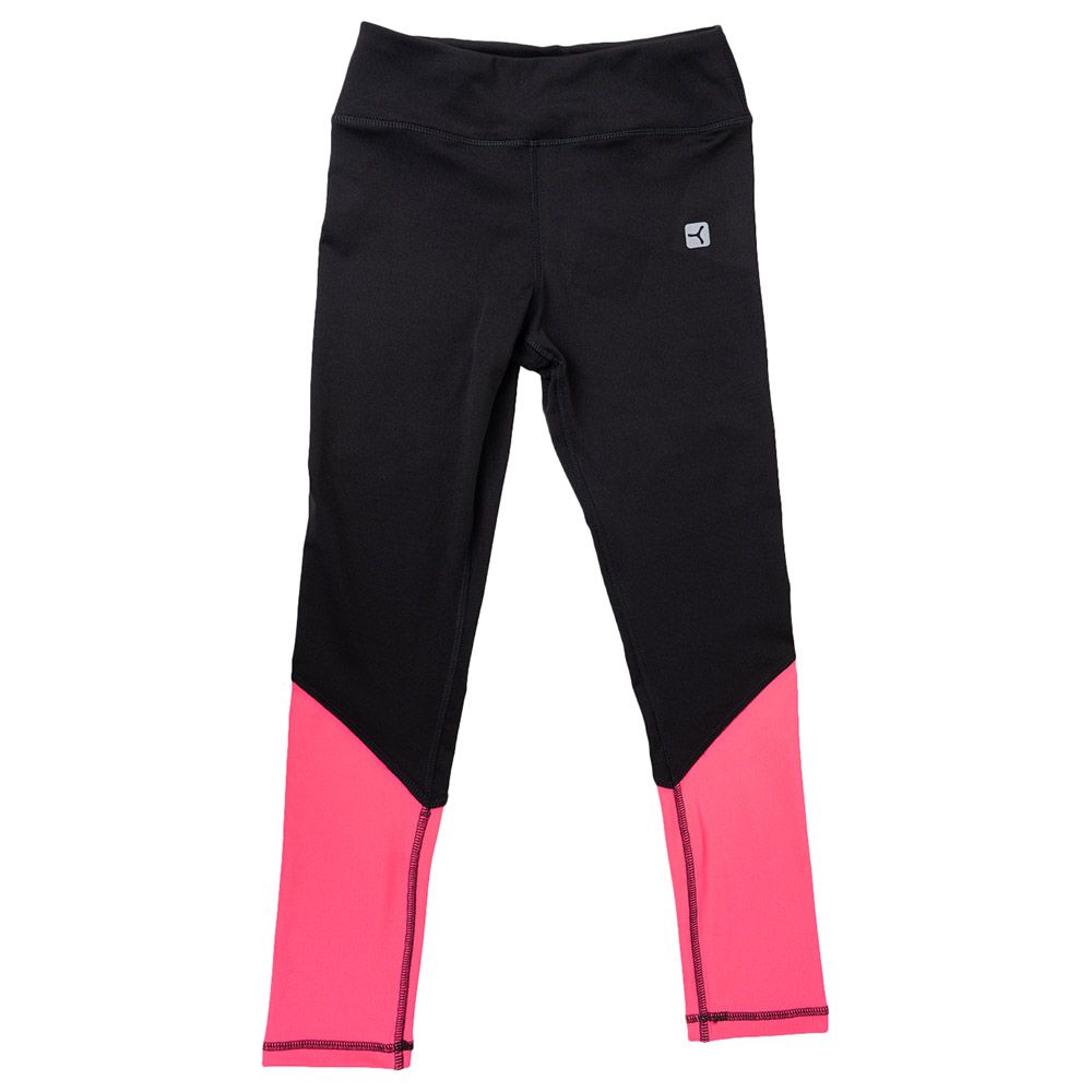 A Little Fable - Kids Diva Leggings - Black/Neon Pink