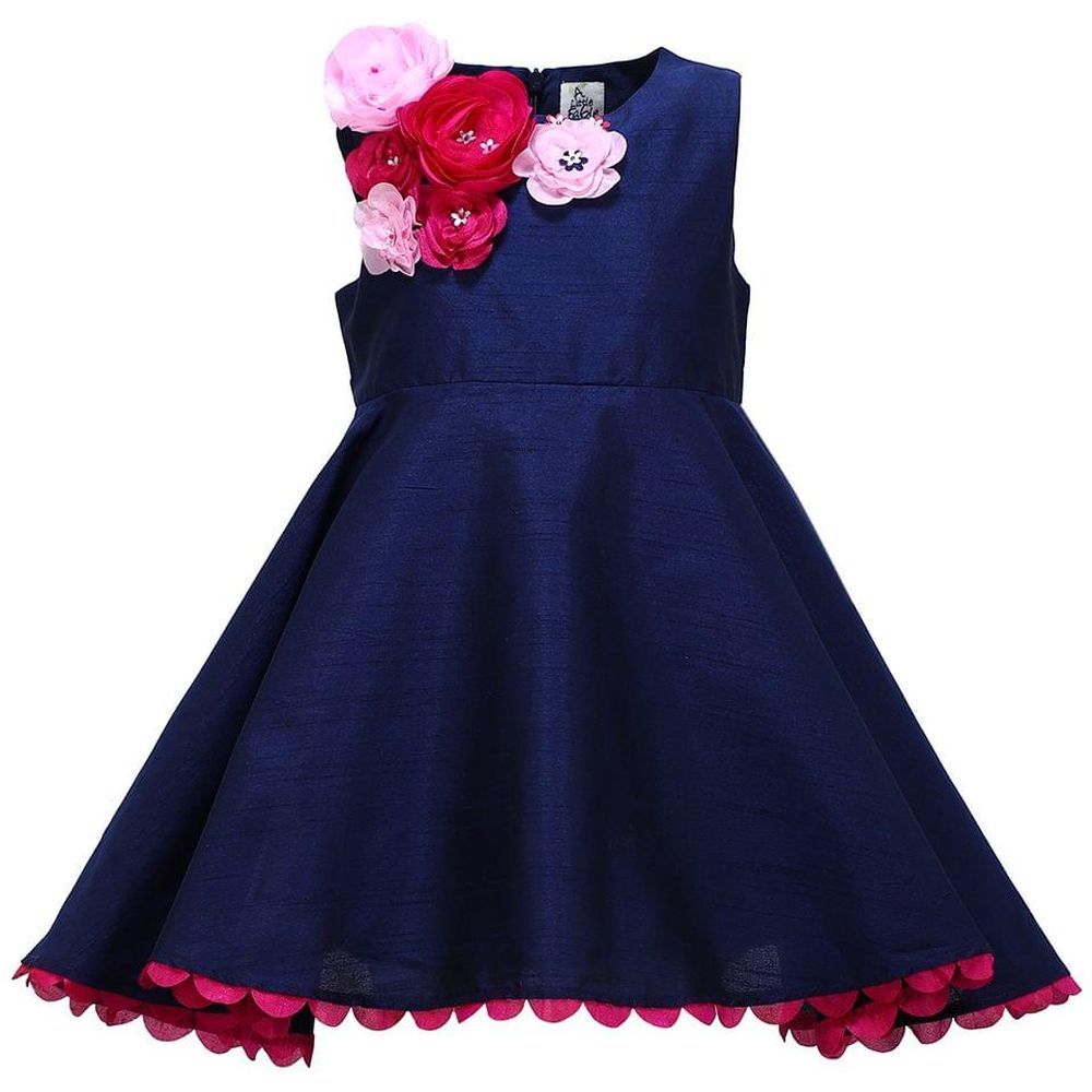 A Little Fable - Navy Scallop Hem Dress