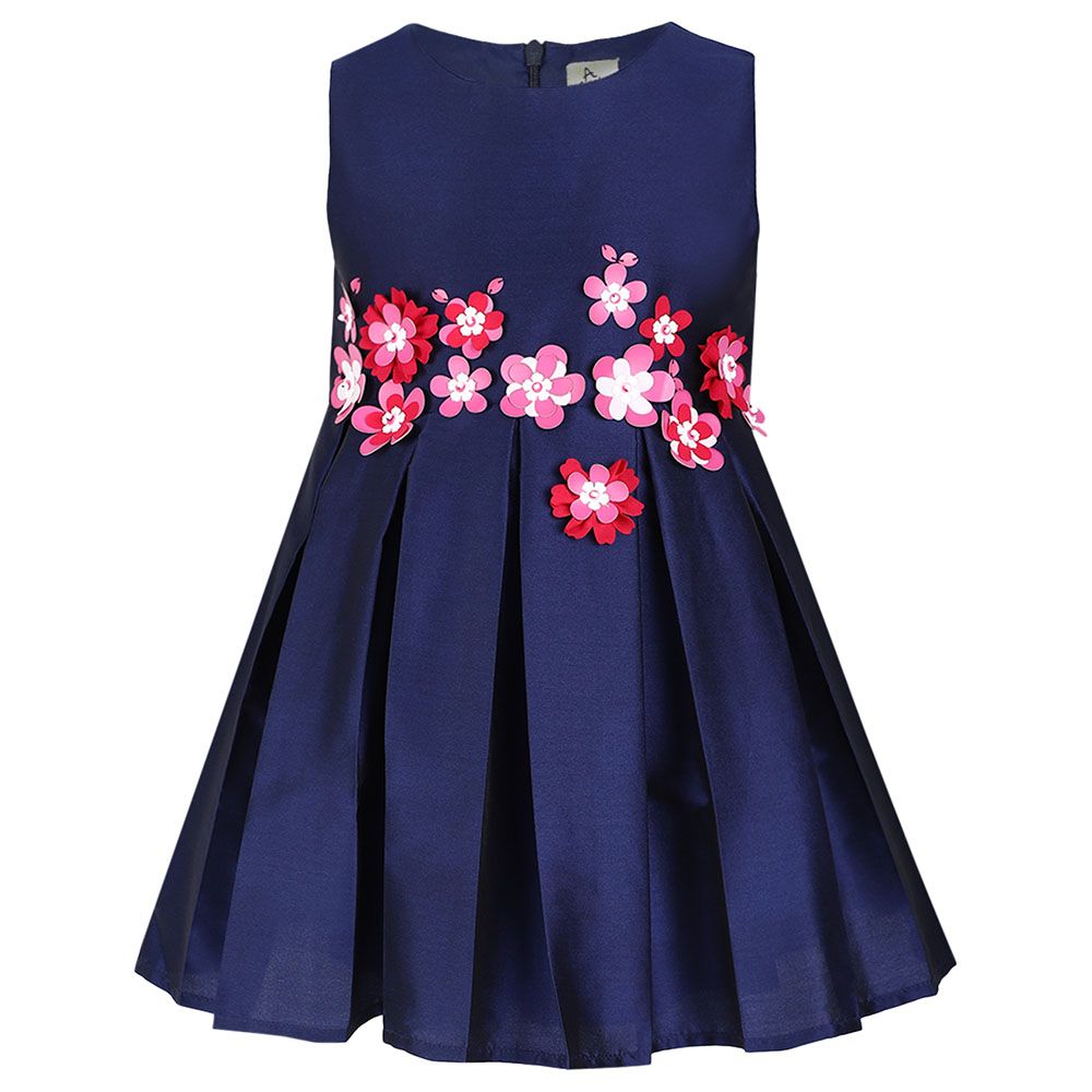 A Little Fable - Navy Ruby 3D Flower Dress