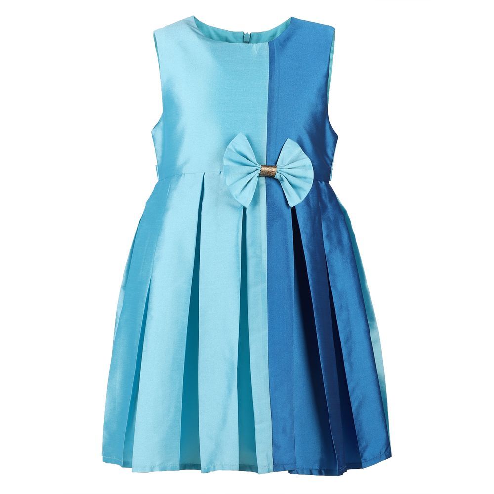 A Little Fable - Blue Color block Bow Dress