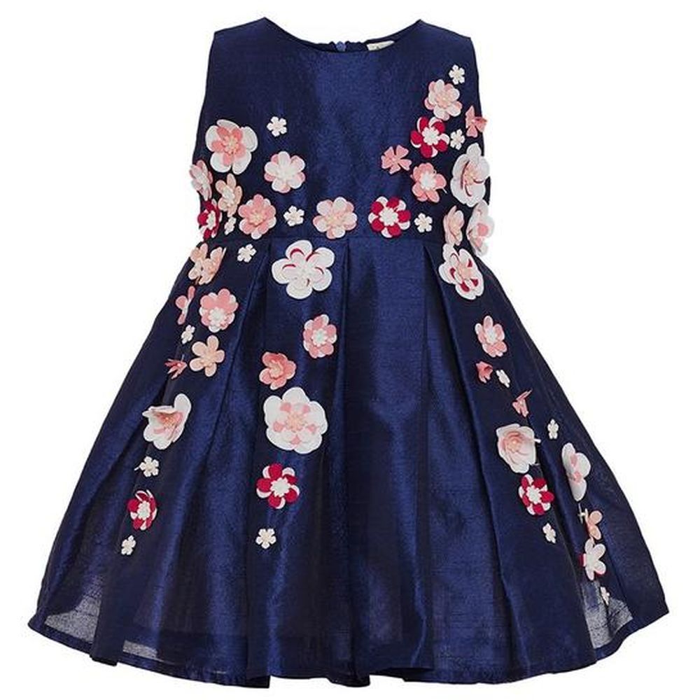 A Little Fable - Navy 3D Flower Dress