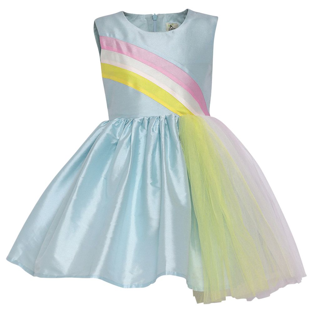 A Little Fable - Rainbow Fun Dress - Blue