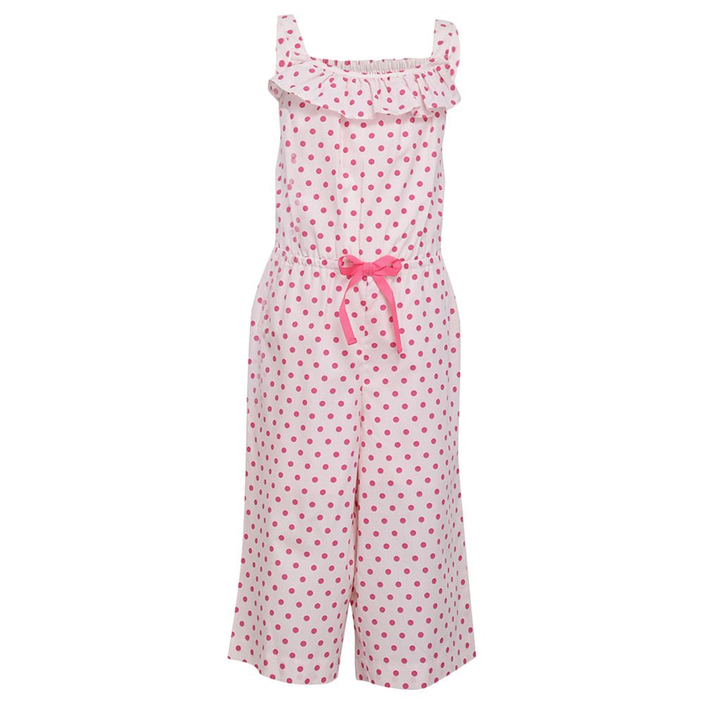 A Little Fable - Polka Dot Jumpsuit - White