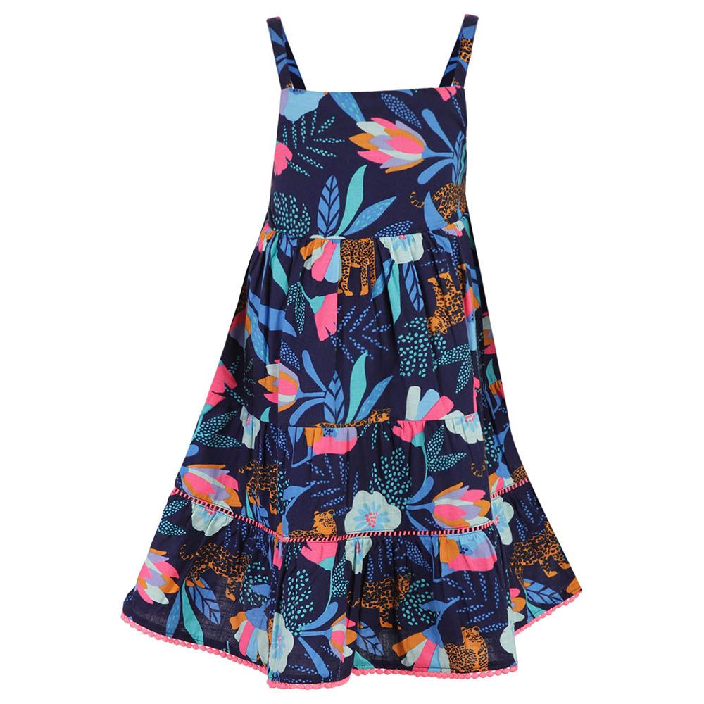 A Little Fable - Sleeveless Rain Forest Dress - Blue