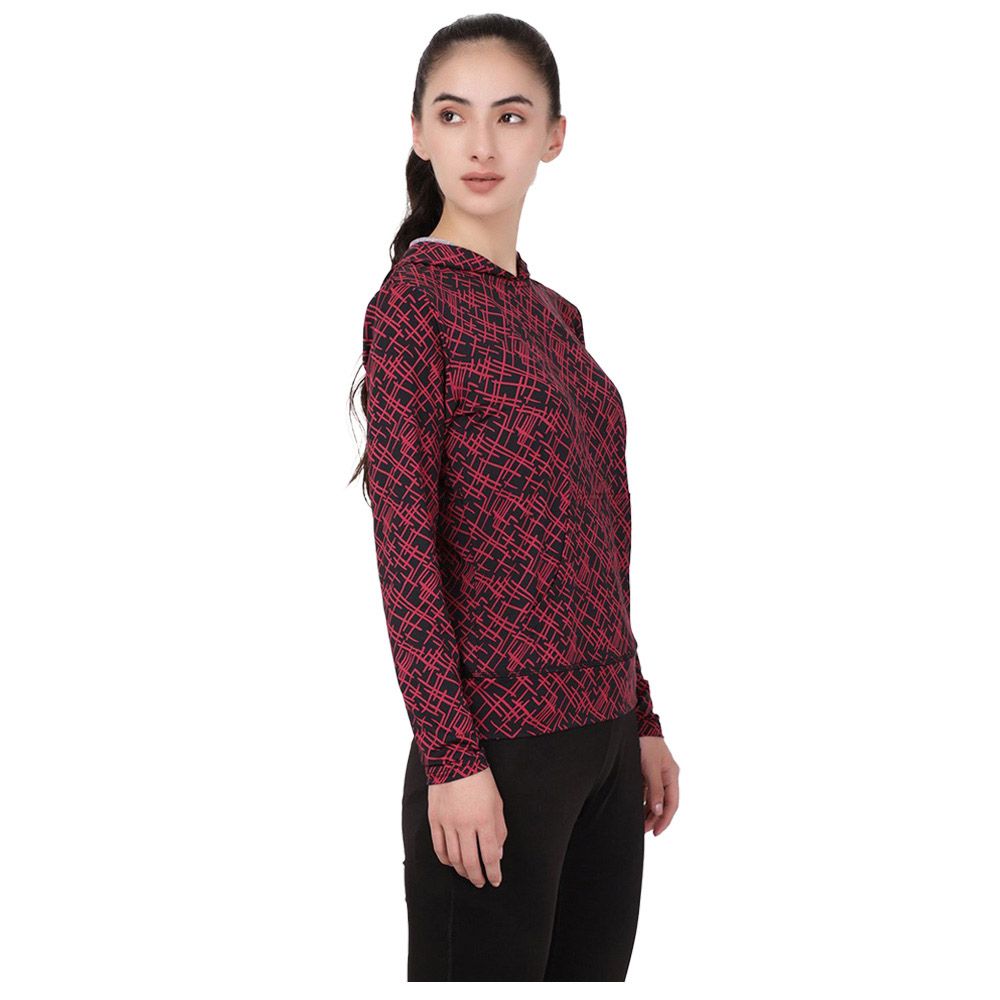 Studioactiv - Print Sassy Full Sleeves Hoodie - Wine