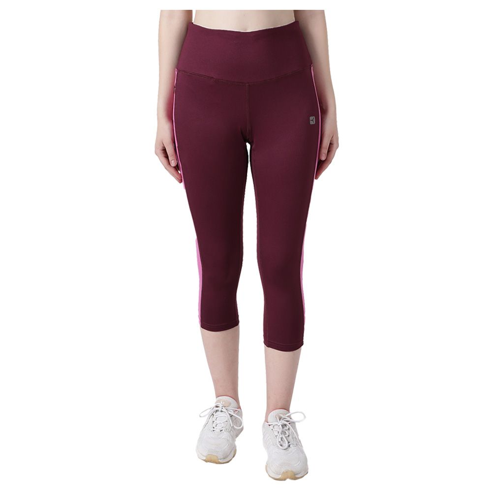 Studioactiv - Pink Mesh Summer Breeze Capri - Maroon